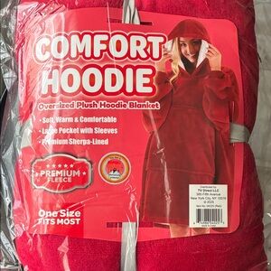 Red Oversized Plush Hoodie Blanket